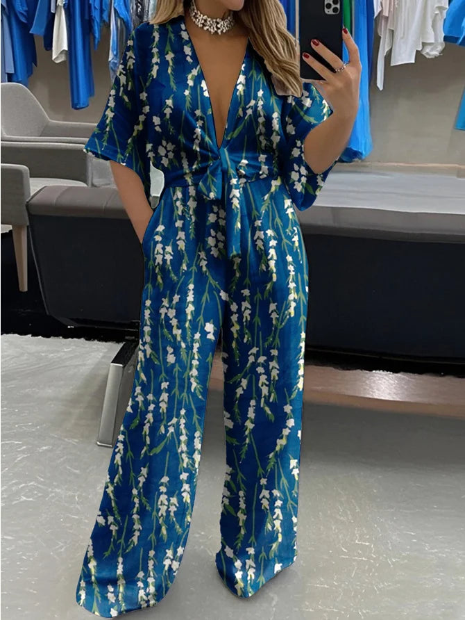 Mono De Pierna Ancha Con Escote En V