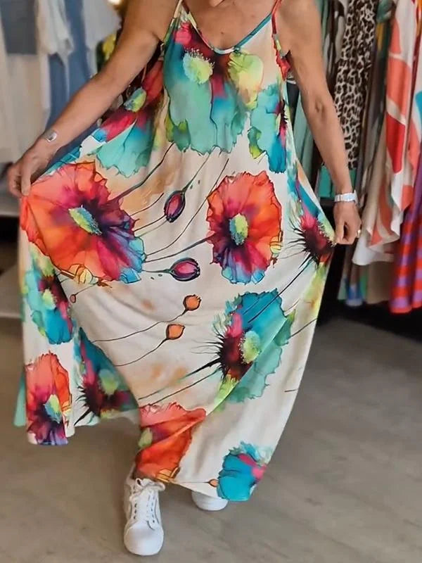 Vestido De Tirantes Con Estampado Vibrante