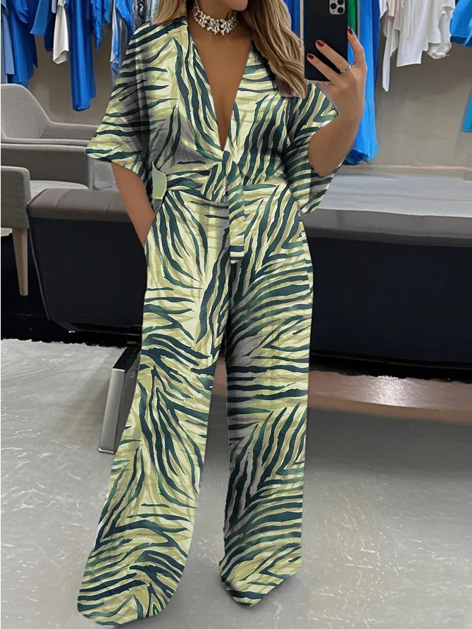 Mono De Pierna Ancha Con Escote En V