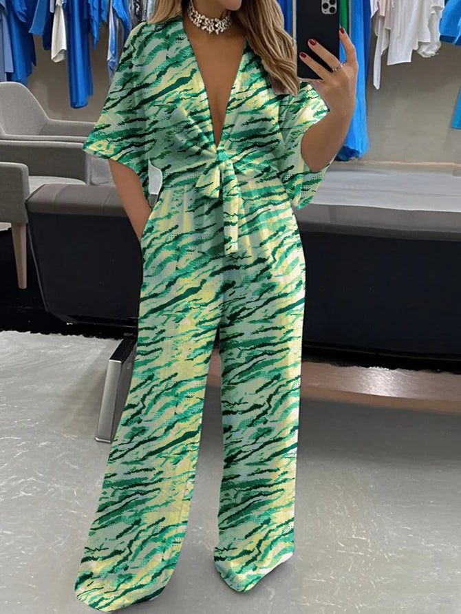 Mono De Pierna Ancha Con Escote En V