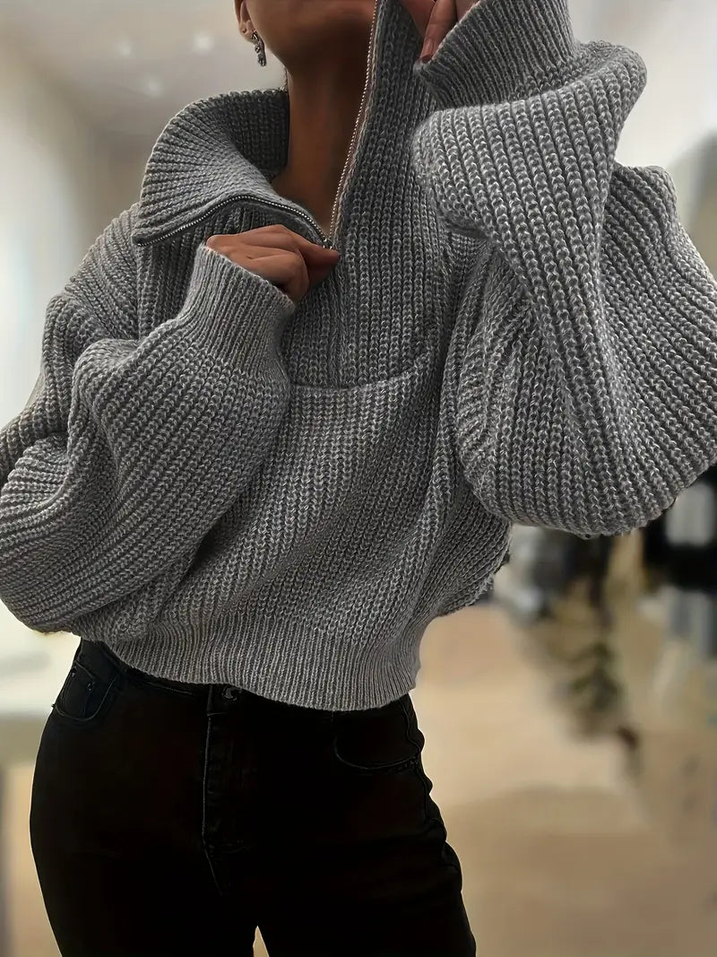 Suéter Manga Globo y Corte Crop