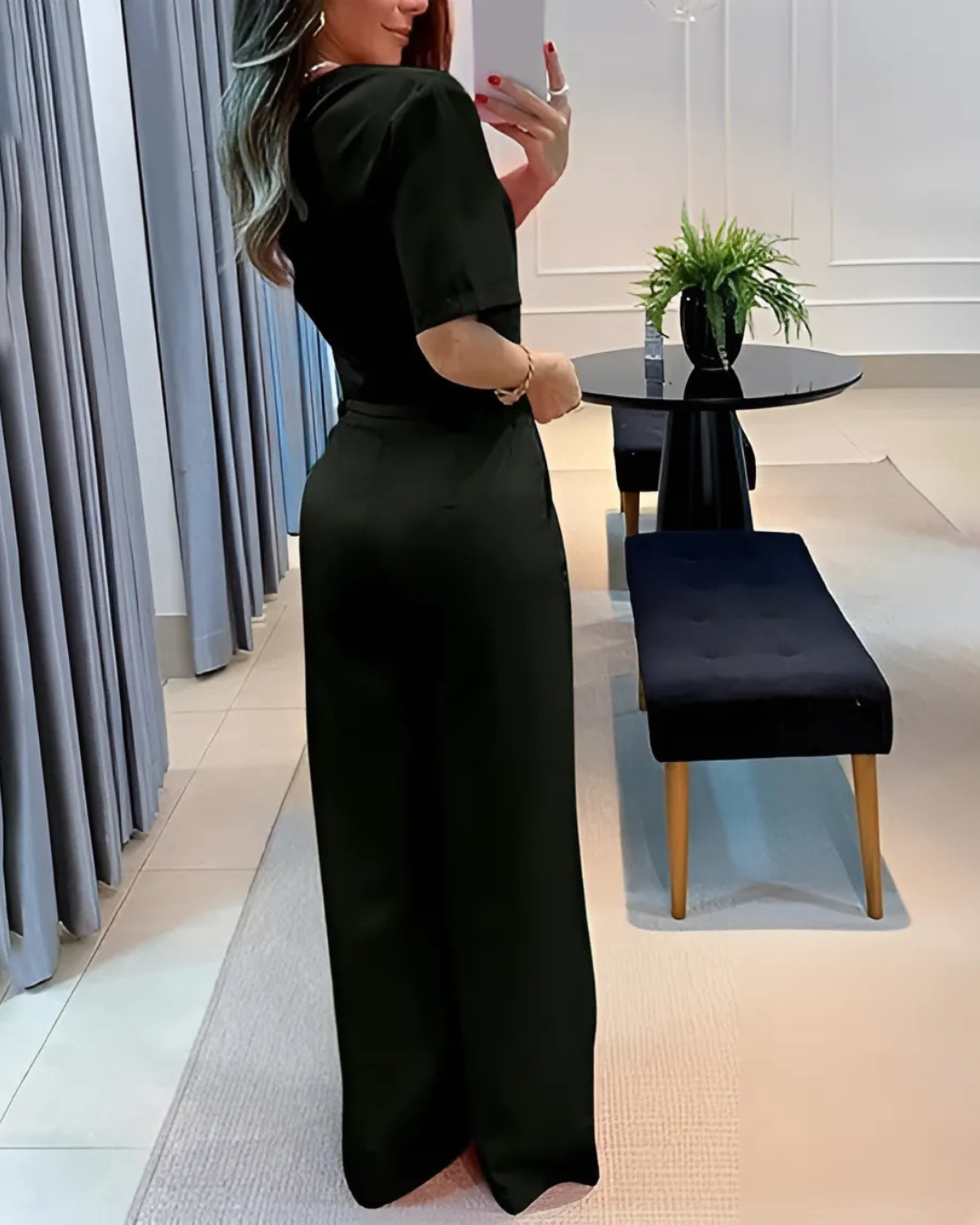 Conjunto con Top Corto y Pantalón de Pierna Ancha