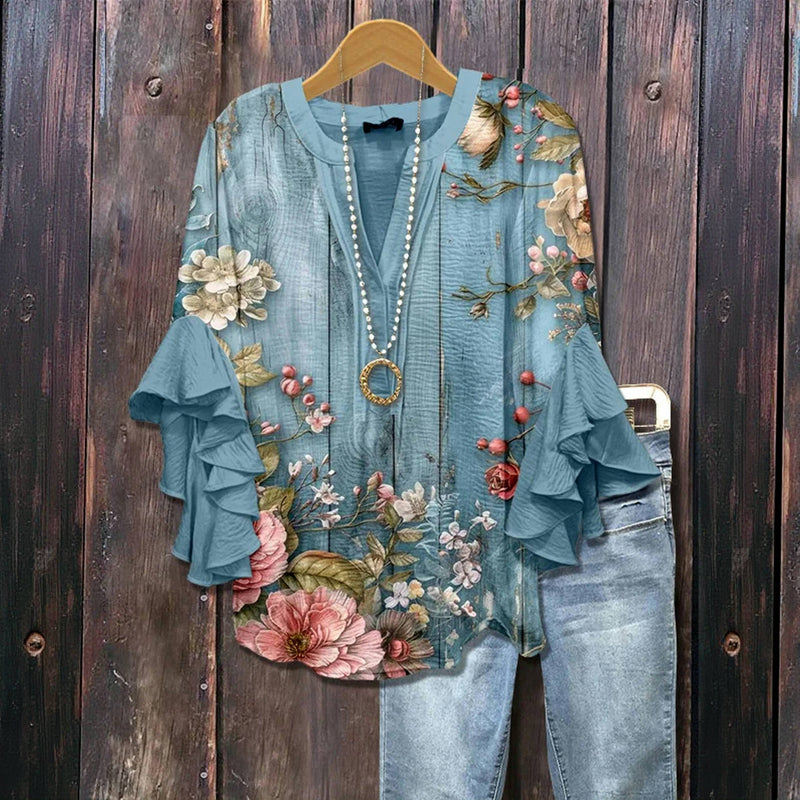 Blusa con estampado floral vintage