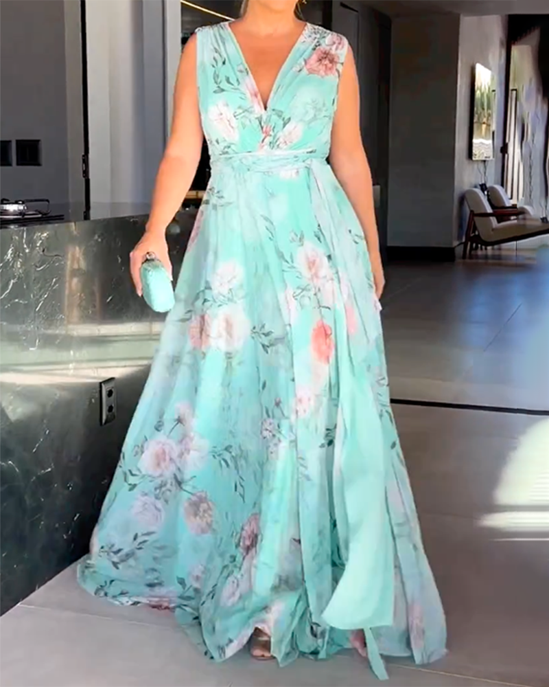 Vestido De Gasa Estampado Floral