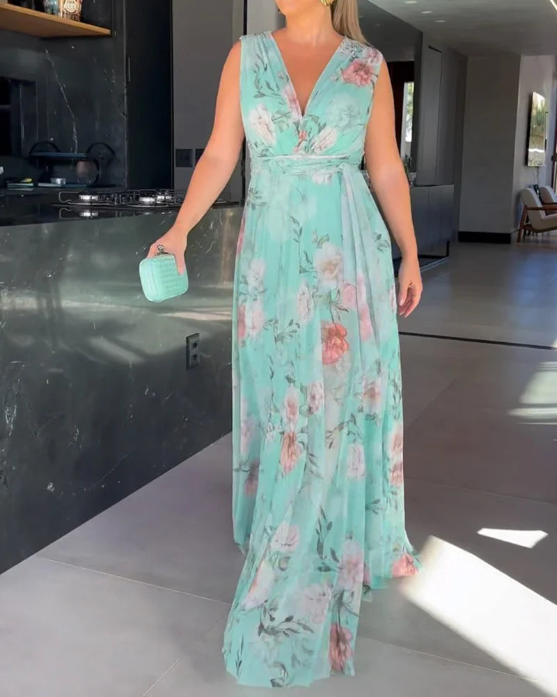 Vestido De Gasa Estampado Floral