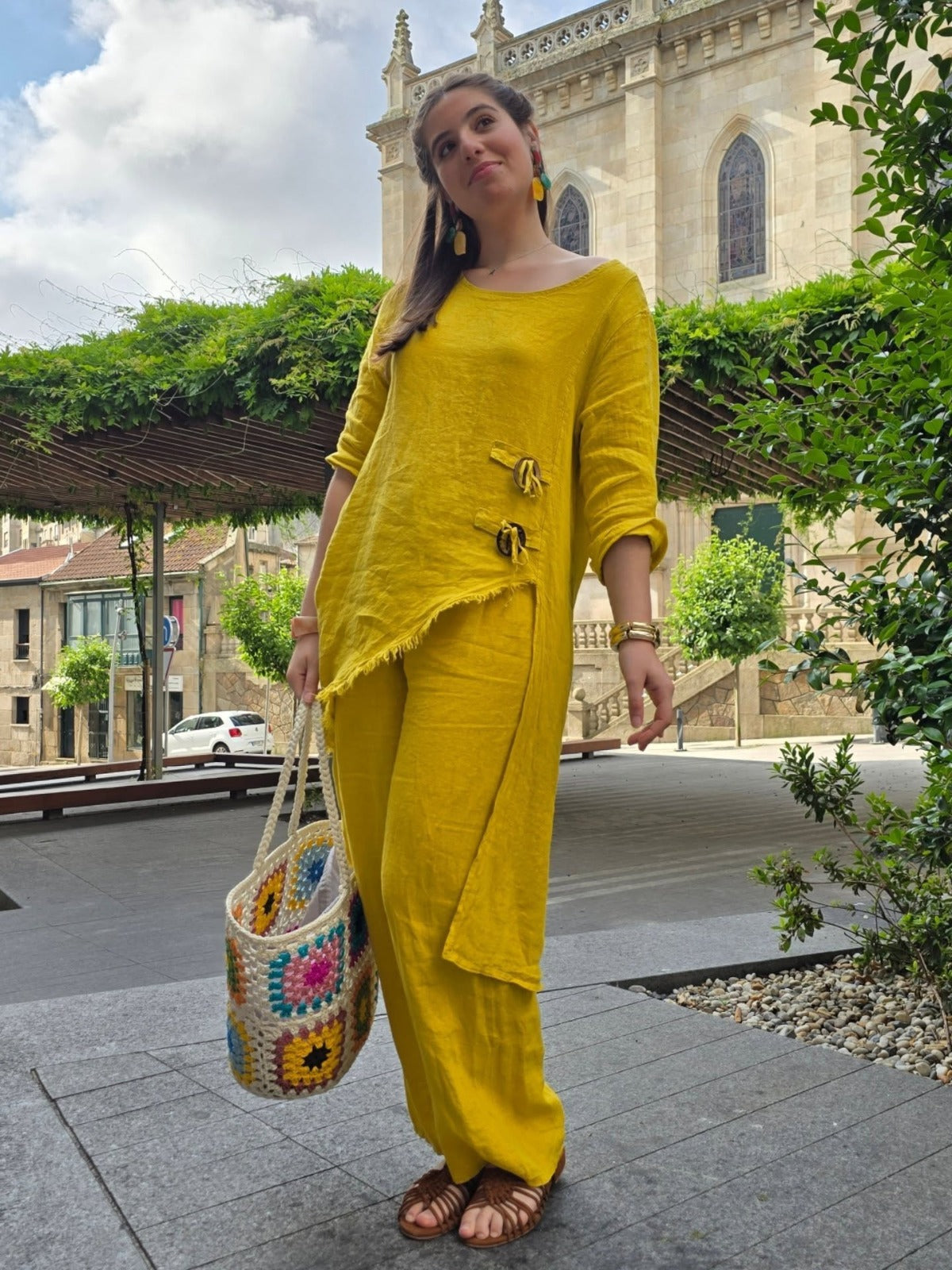 Traje Casual Boho Chic De Lino