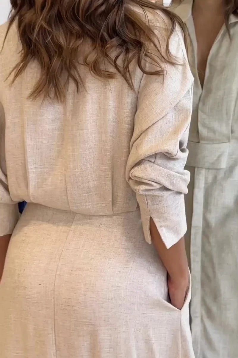 Vestido Largo de Algodón y Lino