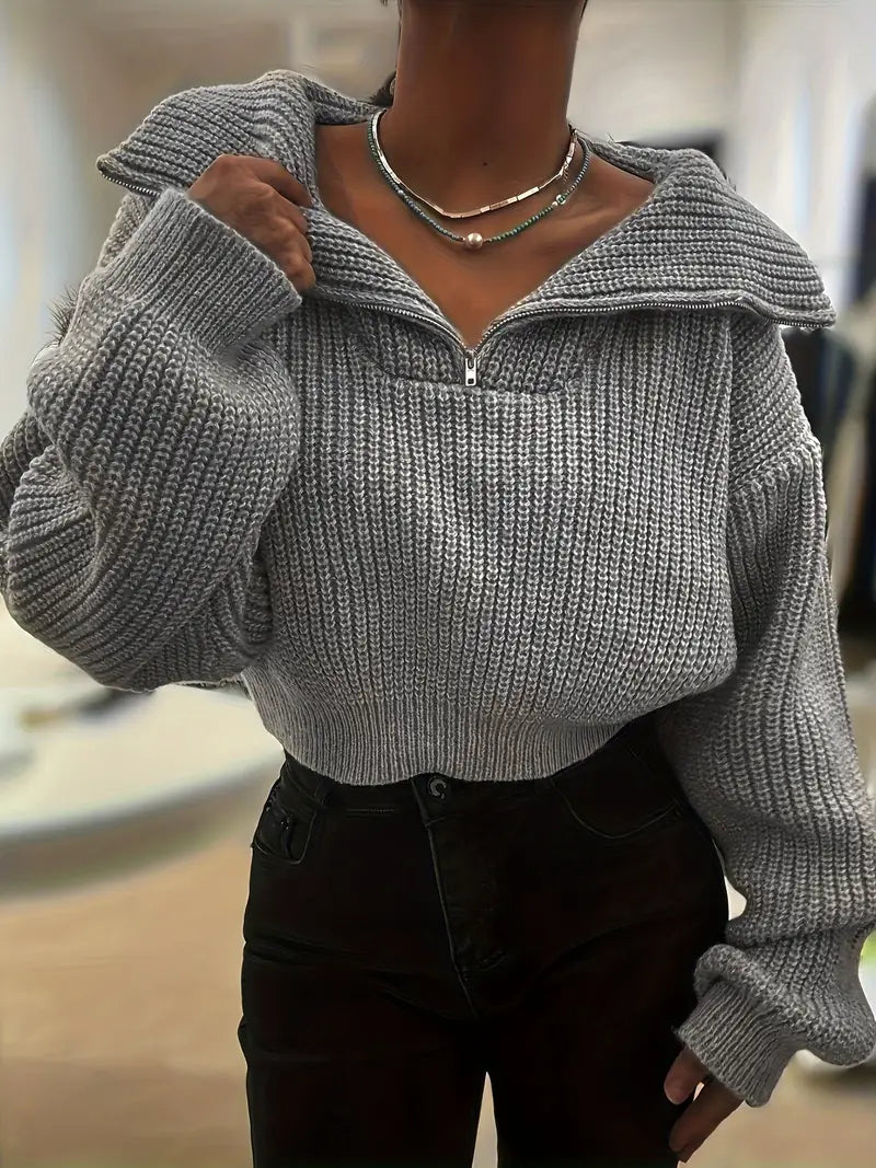 Suéter Manga Globo y Corte Crop