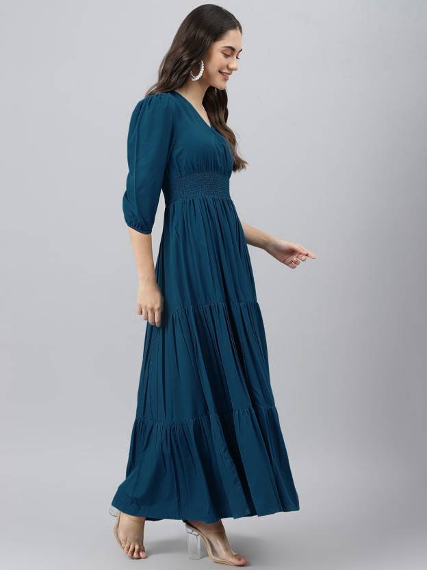 Vestido en V Cielo Zafiro