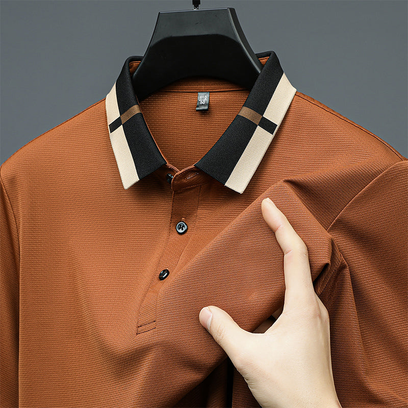 Polo de manga corta y tejido elástico de seda