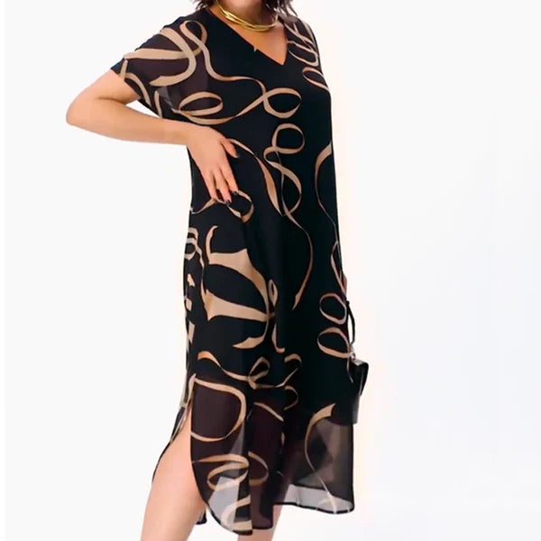 Vestido midi con estampado artístico