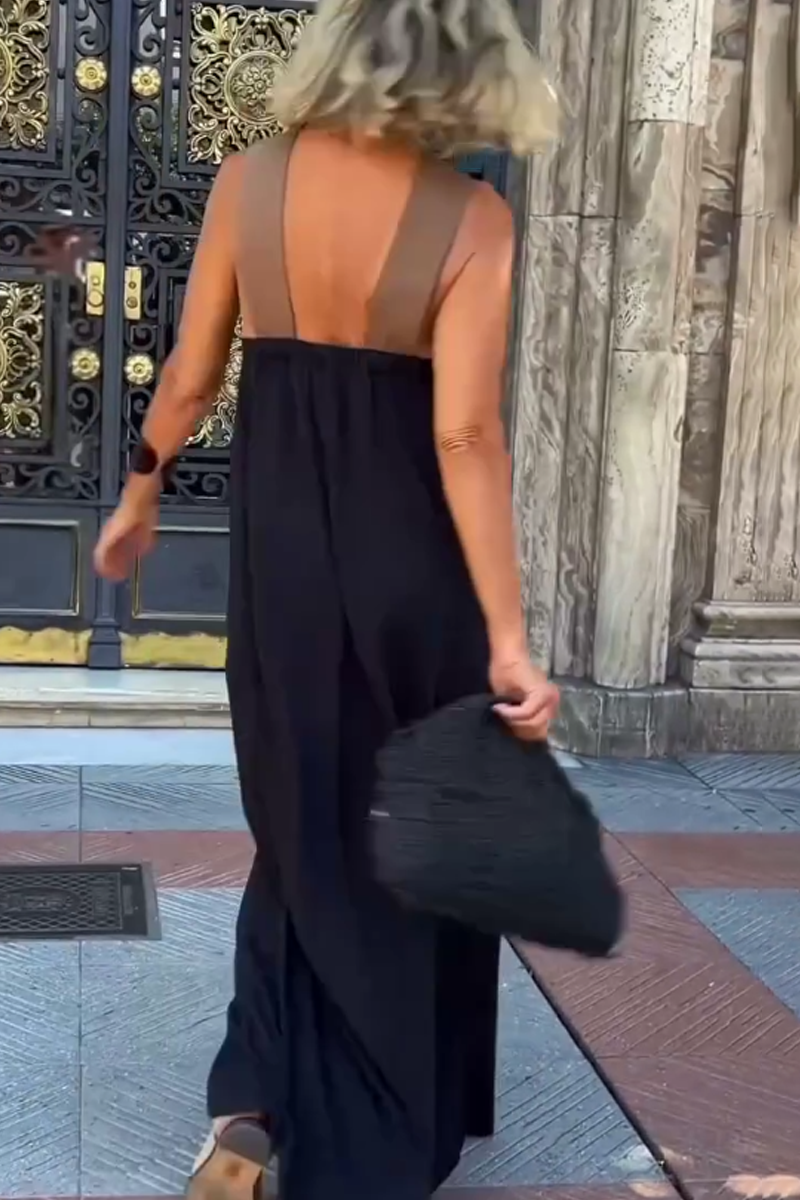 Vestido sin mangas con cuello halter cruzado