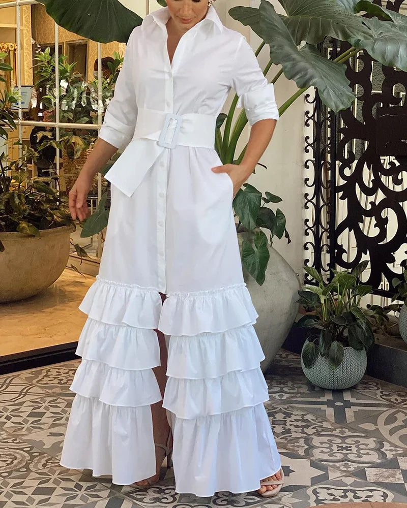 Vestido chic con volantes en capas