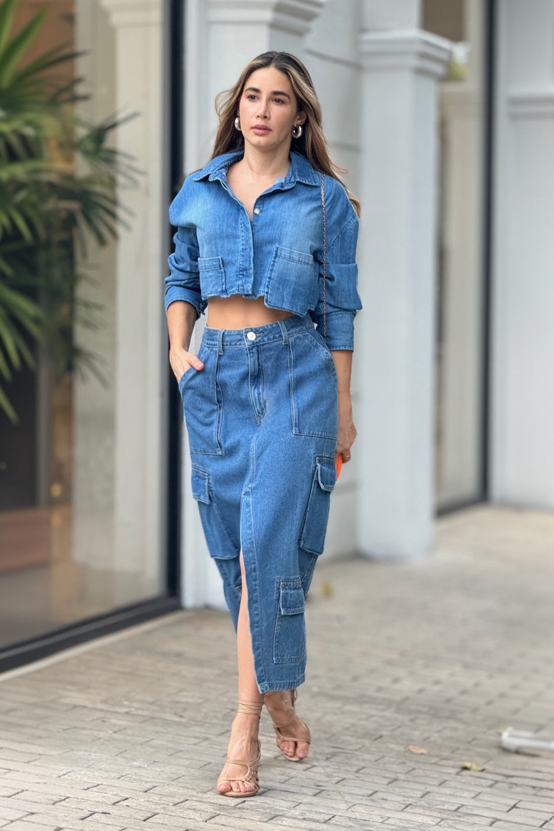 Falda cargo con abertura frontal