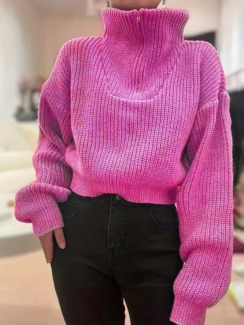 Suéter Manga Globo y Corte Crop