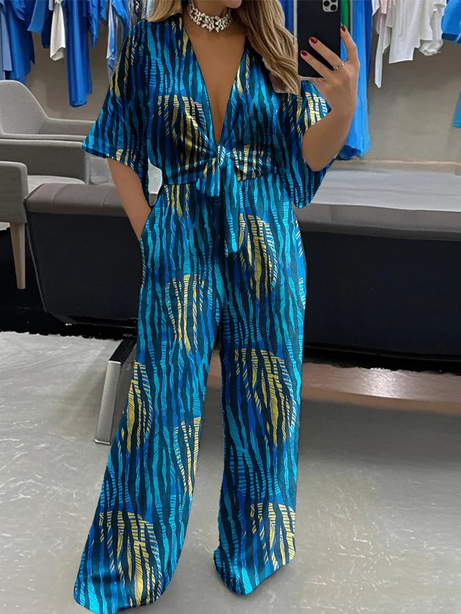 Mono De Pierna Ancha Con Escote En V