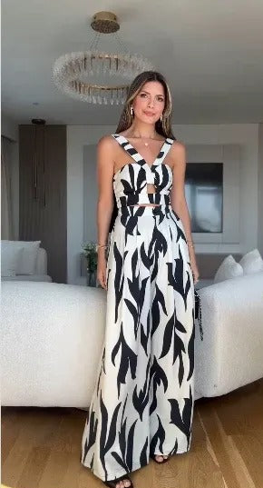 Mono Estampado De Escote Cruzado