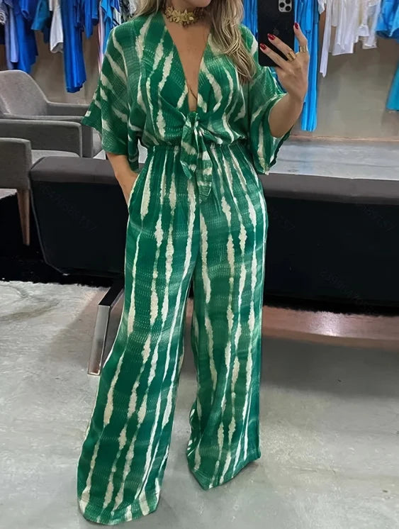 Mono De Pierna Ancha Con Escote En V