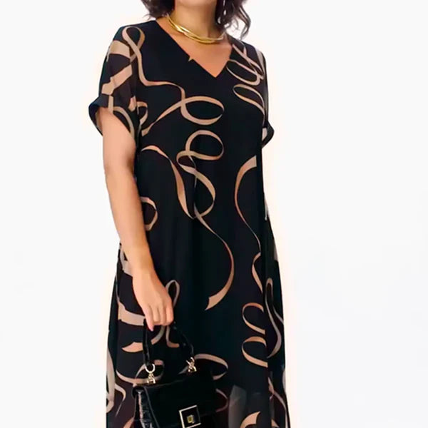 Vestido midi con estampado artístico