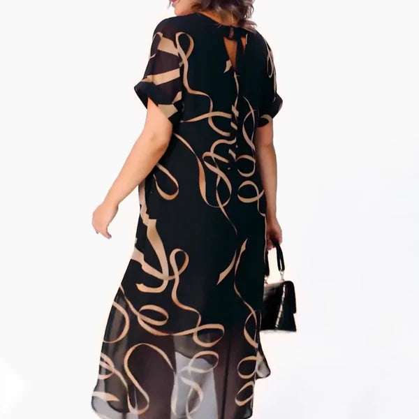 Vestido midi con estampado artístico