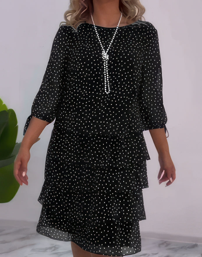 Vestido casual para mujer con estampado y capas